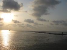 Bakkhali Beach during sunrise title=
